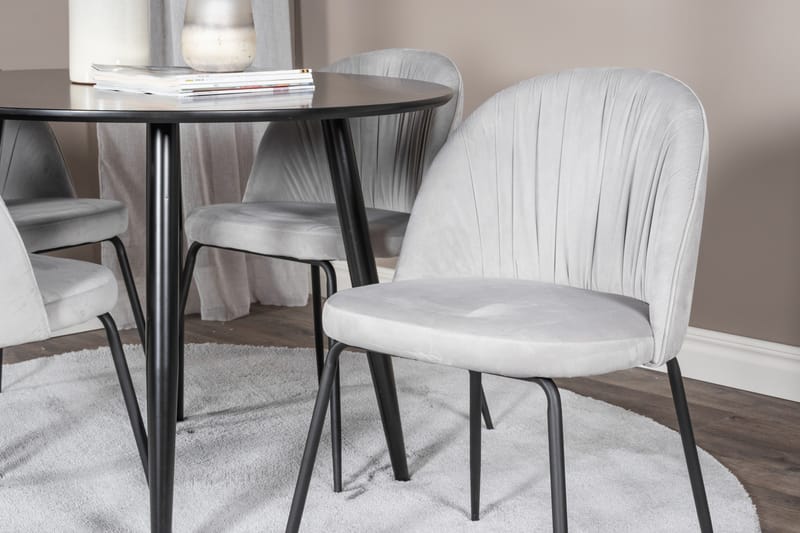 Plaza Matgrupp 100 cm Rund med 4 Wrinkles stolar - Svart - Products - Möbler - Bord & matgrupp - Matgrupp