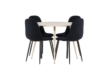 Plaza Matgrupp 100 cm Rund med 4 Polar stolar - Whitewash/Svart - Products - Möbler - Bord & matgrupp - Matgrupp