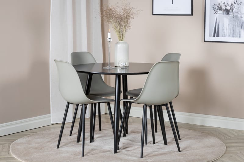Plaza Matgrupp 100 cm Rund med 4 Polar stolar - Svart - Products - Möbler - Bord & matgrupp - Matgrupp