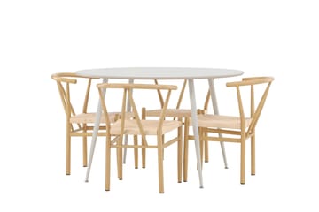 Plaza Matgrupp 120 cm Rund med 4 Alfons stolar - Beige/Beige - Products - Möbler - Bord & matgrupp - Matgrupp
