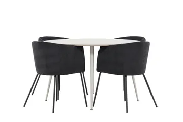 Plaza Matgrupp 120 cm Rund med 4 Berit stolar - Beige/Svart - Products - Möbler - Bord & matgrupp - Matgrupp