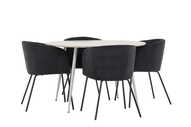 Plaza Matgrupp 120 cm Rund med 4 Berit stolar - Beige/Svart - Products - Möbler - Bord & matgrupp - Matgrupp