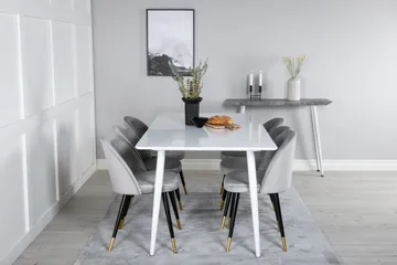 Polar Matgrupp 180 cm Rektangulär med 6 Velvet stolar - Svart/Guld - Products - Möbler - Bord & matgrupp - Matgrupp