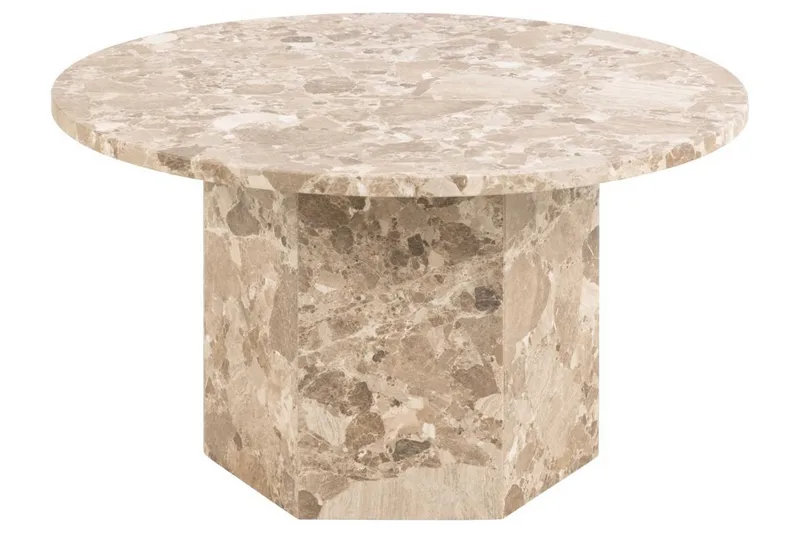 Prisa Runt Soffbord i Marmor Sten 80 cm, Beige