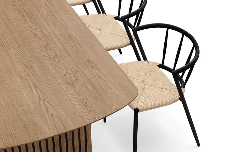 Richeto Matbord 210 cm med 6 Winston Matstolar - Naturlig finish / Beige / Metallben Svart - Products - Möbler - Bord & matgrupp - Matgrupp