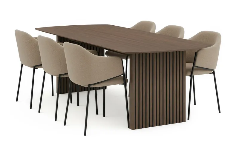 Richeto Matbord 240 cm med 6 Filip Matstolar - Rökt ek - Products - Möbler - Bord & matgrupp - Matgrupp