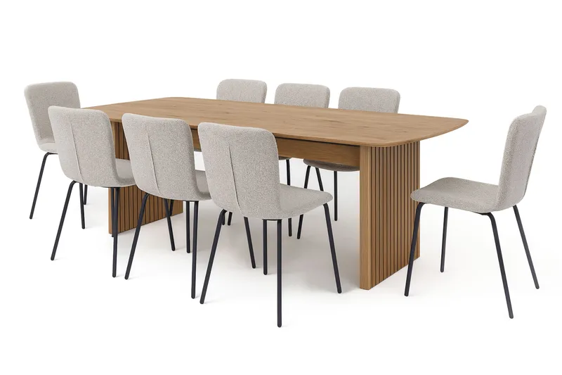Richeto Matbord 240 cm med 8 Katy Matstolar - Ek - Products - Möbler - Bord & matgrupp - Matgrupp