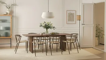 Richeto Matbord 240 cm med 8 Winston Matstolar - Rökt ek / Beige / Metallben Rökt ek - Products - Möbler - Bord & matgrupp - Matgrupp
