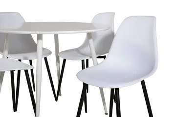 Ridones Matgrupp 100 cm Rund inkl 4 Ypas Stolar - Vit/Svart - Products - Möbler - Bord & matgrupp - Matgrupp
