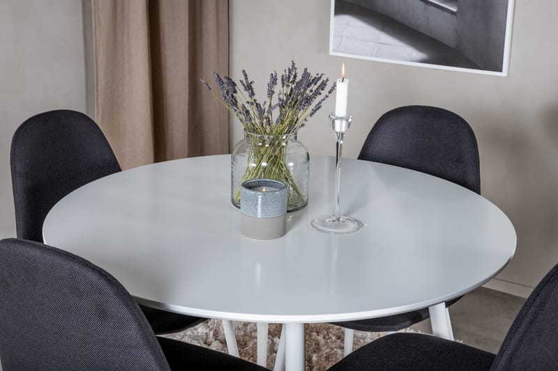 Ridones Matgrupp 100 cm Rund inkl 4 Ypas Stolar - Vit/Svart - Products - Möbler - Bord & matgrupp - Matgrupp