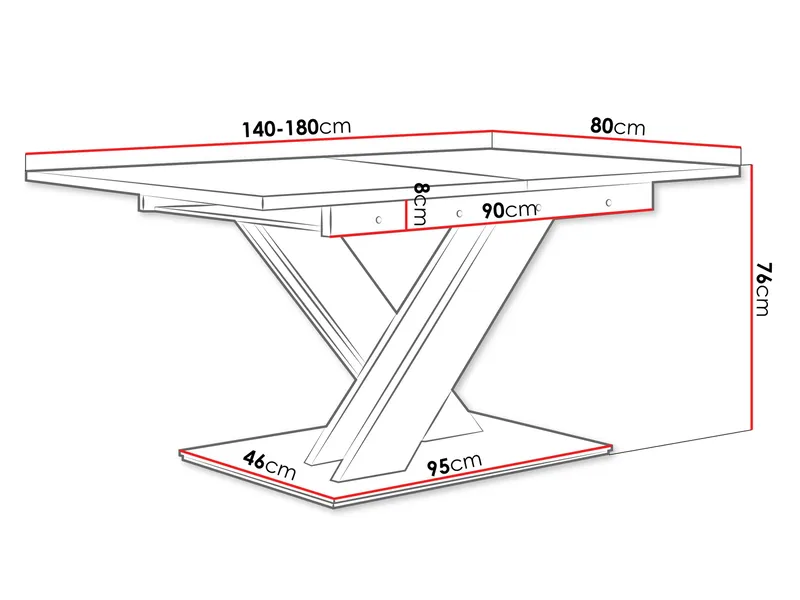 Shea Förlängningsbart Matbord 140-180 cm Rektangulär - Vit - Products - Möbler - Bord & matgrupp - Matbord & köksbord