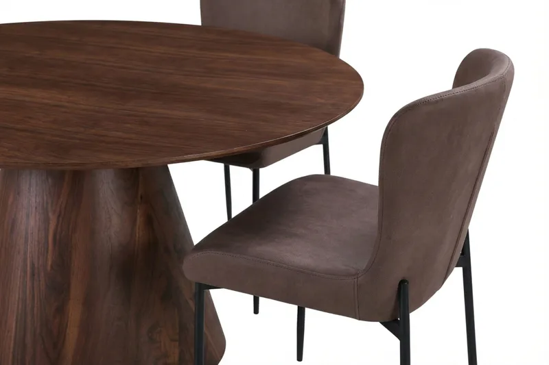 Siena Matgrupp runt 150 cm Valnöt med 6 Elsie Matstolar - Valnöt/Brun - Products - Möbler - Bord & matgrupp - Matgrupp