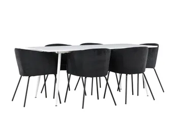 Silar Matgrupp 180 cm Rektangulär med 6 Berit stolar - Vit/Svart - Products - Möbler - Bord & matgrupp - Matgrupp
