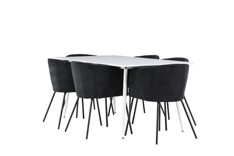 Silar Matgrupp 180 cm Rektangulär med 6 Berit stolar - Vit/Svart - Products - Möbler - Bord & matgrupp - Matgrupp