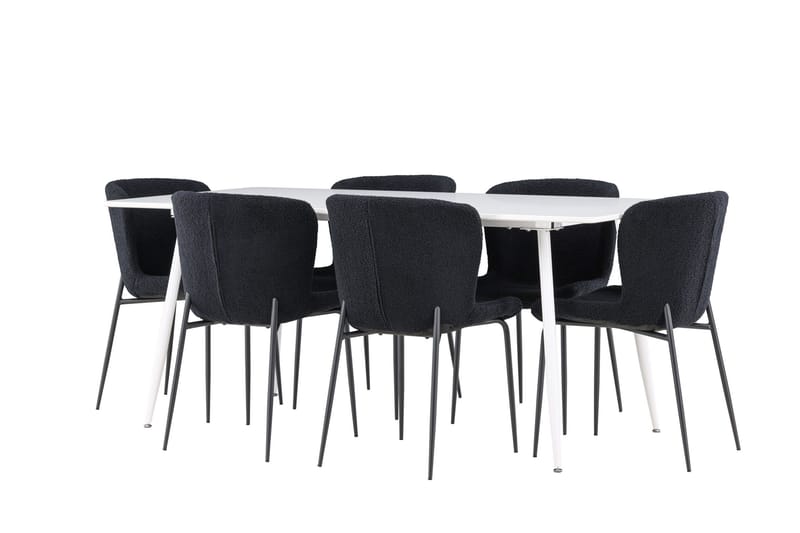 Silar Matgrupp 180 cm Rektangulär med 6 Modesto stolar - Vit/Svart - Products - Möbler - Bord & matgrupp - Matgrupp