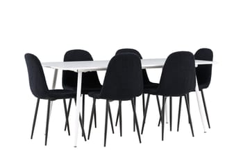 Silar Matgrupp 180 cm Rektangulär med 6 Polar stolar - Vit/Svart - Products - Möbler - Bord & matgrupp - Matgrupp