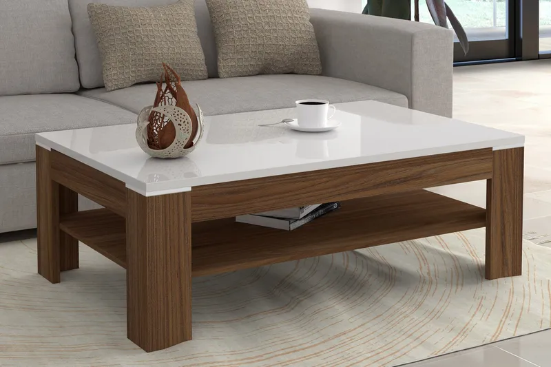 Keoisha Soffbord 120 cm med Förvaring Hylla - Valnötsbrun/Vit - Products - Möbler - Bord & matgrupp - Soffbord - Soffbord med förvaring