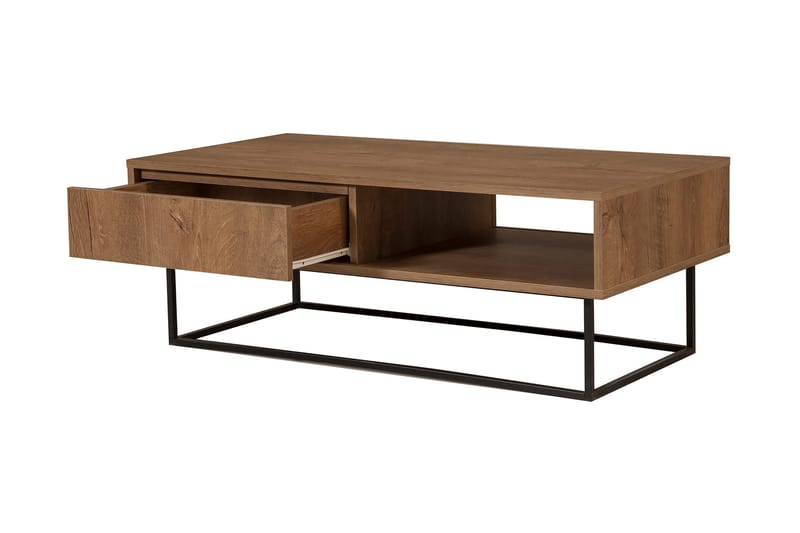 Pocono Soffbord 120 cm med Förvaring Hylla + Låda - Mörkbrun/Svart - Products - Möbler - Bord & matgrupp - Soffbord - Soffbord med förvaring