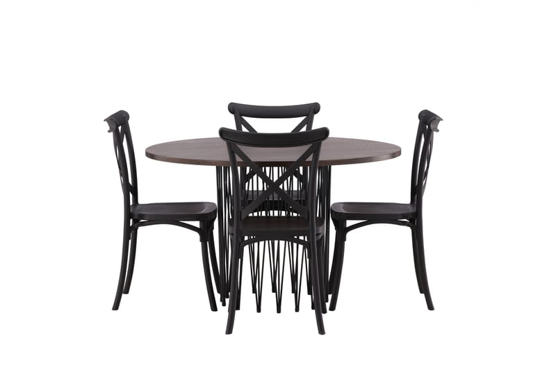 Stone Matgrupp 120 cm Rund med 4 Crosett stolar - Svart - Products - Möbler - Bord & matgrupp - Matgrupp