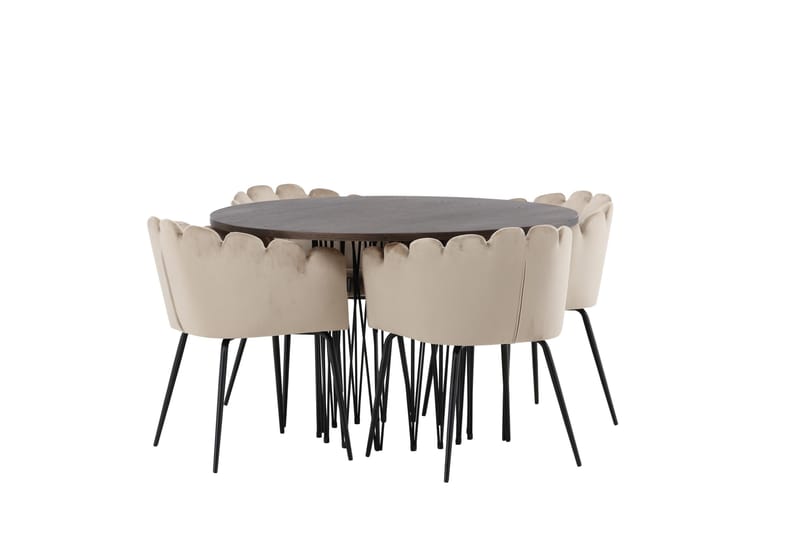 Stone Matgrupp 120 cm Rund med 4 Limhamn stolar - Beige - Products - Möbler - Bord & matgrupp - Matgrupp