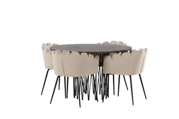 Stone Matgrupp 120 cm Rund med 4 Limhamn stolar - Beige - Products - Möbler - Bord & matgrupp - Matgrupp