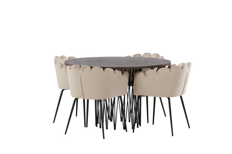 Stone Matgrupp 120 cm Rund med 4 Limhamn stolar - Beige - Products - Möbler - Bord & matgrupp - Matgrupp