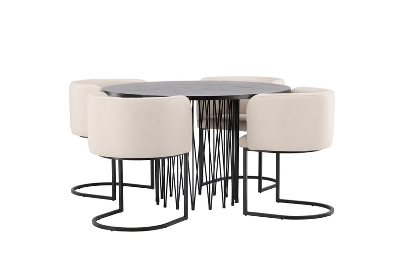 Stone Matgrupp 120 cm Rund med 4 Simrishamn stolar - Beige - Products - Möbler - Bord & matgrupp - Matgrupp