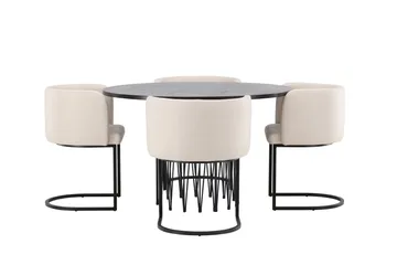 Stone Matgrupp 120 cm Rund med 4 Simrishamn stolar - Beige - Products - Möbler - Bord & matgrupp - Matgrupp