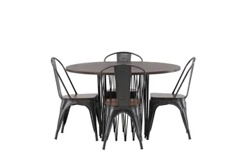 Stone Matgrupp 120 cm Rund med 4 Tempe stolar - Mocca - Products - Möbler - Bord & matgrupp - Matgrupp