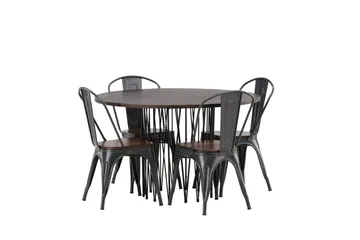 Stone Matgrupp 120 cm Rund med 4 Tempe stolar - Mocca - Products - Möbler - Bord & matgrupp - Matgrupp