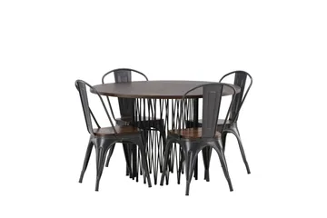 Stone Matgrupp 120 cm Rund med 4 Tempe stolar - Mocca - Products - Möbler - Bord & matgrupp - Matgrupp