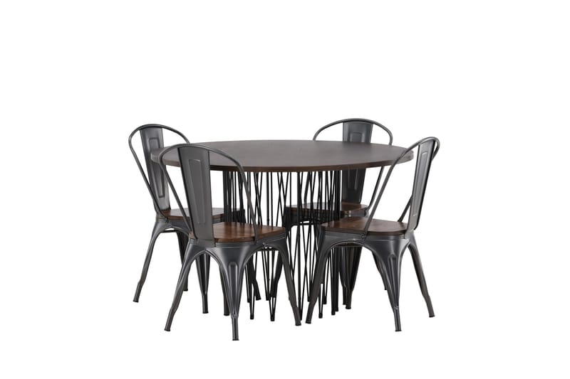 Stone Matgrupp 120 cm Rund med 4 Tempe stolar - Mocca - Products - Möbler - Bord & matgrupp - Matgrupp