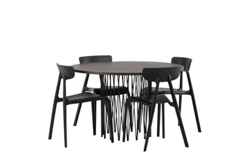 Stone Matgrupp 120 cm Rund med 4 Ursholmen stolar - Svart - Products - Möbler - Bord & matgrupp - Matgrupp