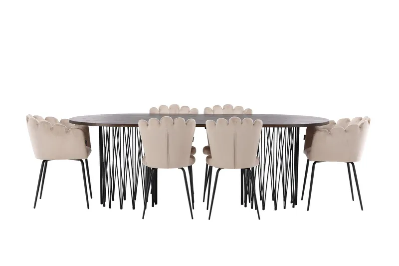 Stone Matgrupp 220 cm Oval med 2 Limhamn stolar - Beige - Products - Möbler - Bord & matgrupp - Matgrupp
