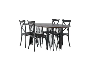 Stone Matgrupp 220 cm Oval med 4 Crosett stolar - Svart - Products - Möbler - Bord & matgrupp - Matgrupp