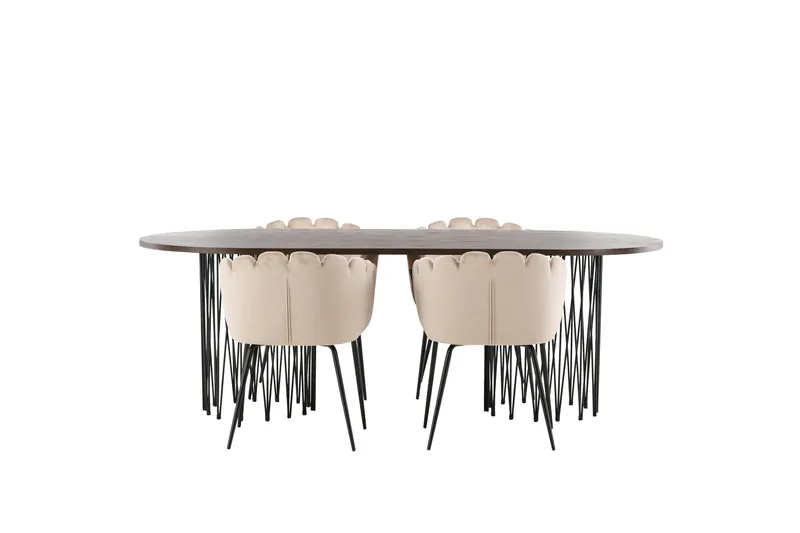 Stone Matgrupp 220 cm Oval med 4 Limhamn stolar - Beige - Products - Möbler - Bord & matgrupp - Matgrupp