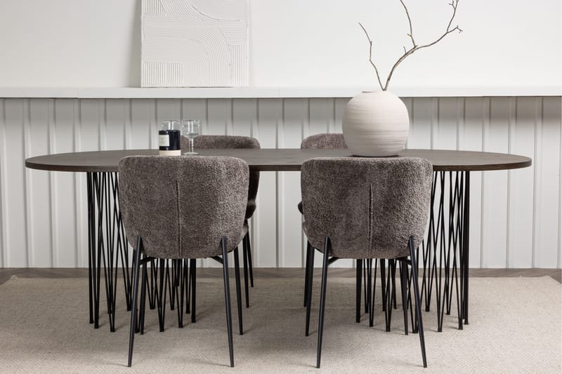 Stone Matgrupp 220 cm Oval med 4 Modesto stolar - Mörkgrå - Products - Möbler - Bord & matgrupp - Matgrupp