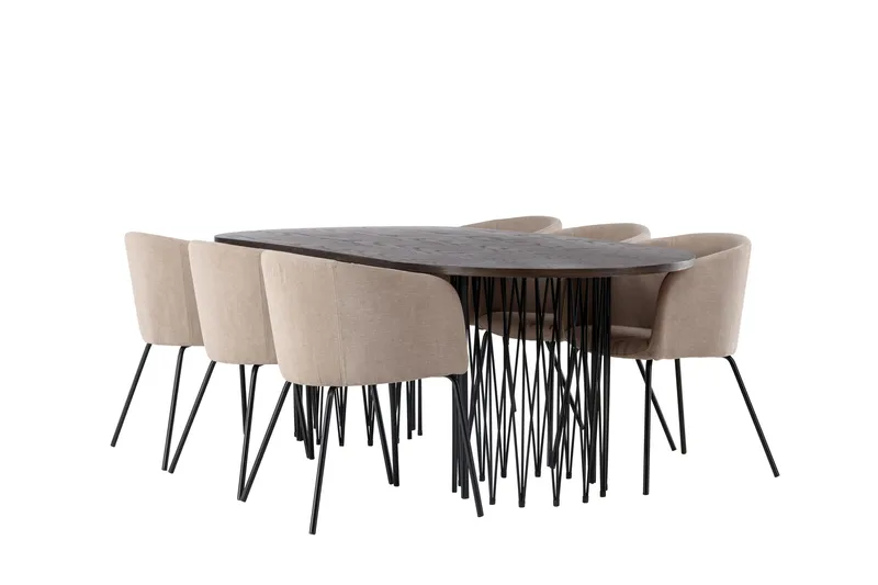 Stone Matgrupp 220 cm Rektangulär med 6 Berit stolar - Beige - Products - Möbler - Bord & matgrupp - Matgrupp