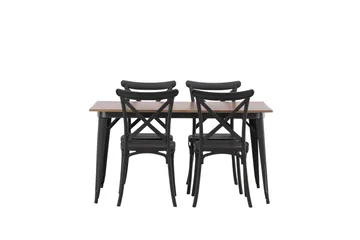 Tempe Matgrupp 140 cm Rektangulär med 4 Crosett stolar - Svart - Products - Möbler - Bord & matgrupp - Matgrupp