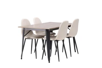 Tempe Matgrupp 140 cm Rektangulär med 4 Polar stolar - Beige - Products - Möbler - Bord & matgrupp - Matgrupp