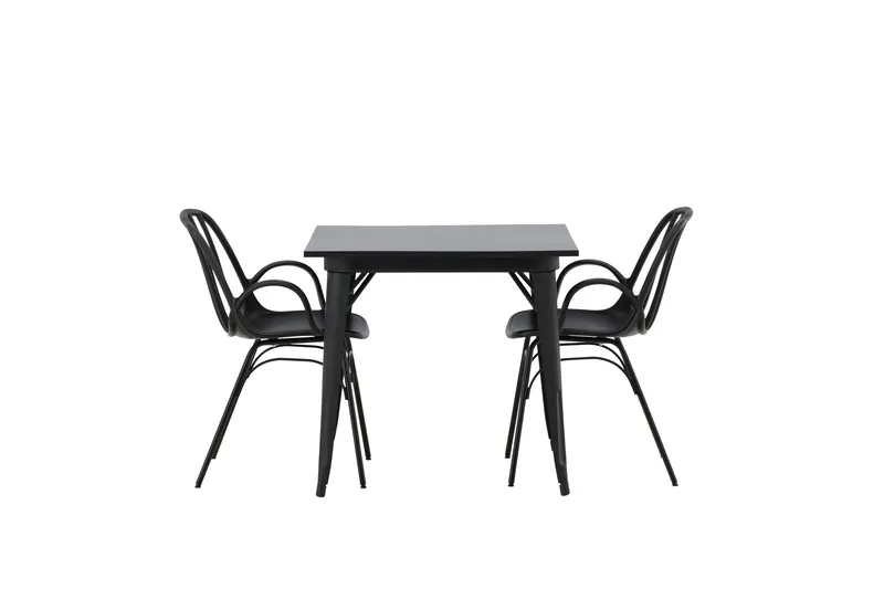 Tempe Matgrupp 80 cm Rektangulär med 2 Dyrön stolar, Svart