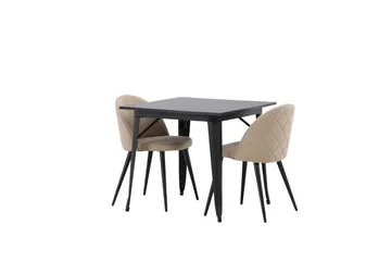 Tempe Matgrupp 80 cm Rektangulär med 2 Velvet stolar - Beige - Products - Möbler - Bord & matgrupp - Matgrupp