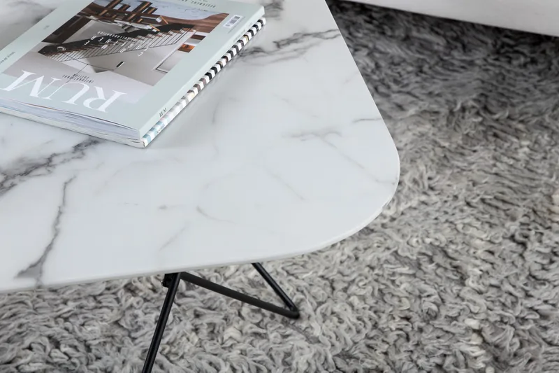 Tristar Soffbord 80 cm - Marmor/Vit/Svart - Products - Möbler - Bord & matgrupp - Soffbord