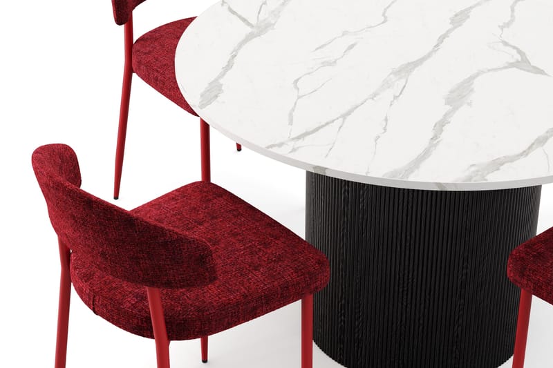 Uppveda Matbord 120 cm Rund med 4 st Jairam Matstolar - Svart/Vit - Products - Möbler - Bord & matgrupp - Matgrupp