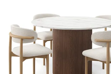 Uppveda Matbord 120 cm Rund med 4 st Jaiveer Matstolar - Brun - Products - Möbler - Bord & matgrupp - Matgrupp