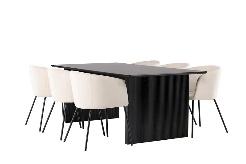 Vail Matgrupp 200 cm Rektangulär med 6 Berit stolar - Beige - Products - Möbler - Bord & matgrupp - Matgrupp