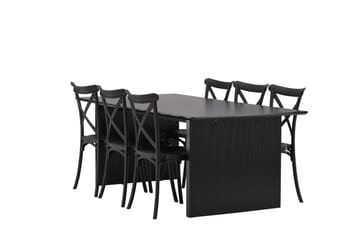 Vail Matgrupp 200 cm Rektangulär med 6 Crosett stolar - Svart - Products - Möbler - Bord & matgrupp - Matgrupp