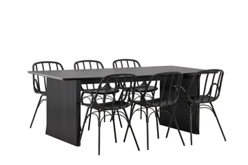 Vail Matgrupp 200 cm Rektangul är med 6 Dyrön stolar - Svart - Products - Möbler - Bord & matgrupp - Matgrupp