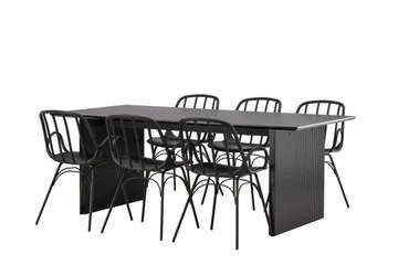 Vail Matgrupp 200 cm Rektangulär med 6 Dyrön stolar - Svart - Products - Möbler - Bord & matgrupp - Matgrupp