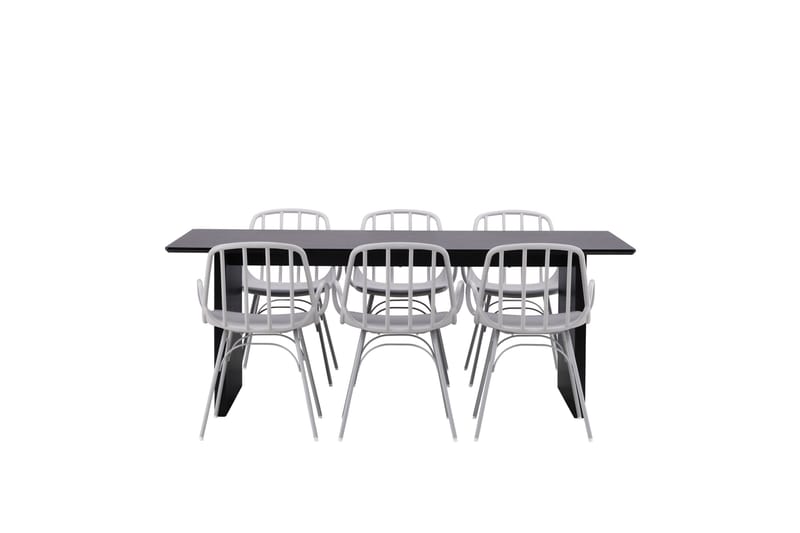 Vail Matgrupp 200 cm Rektangulär med 6 Dyrön stolar - Svart - Products - Möbler - Bord & matgrupp - Matgrupp